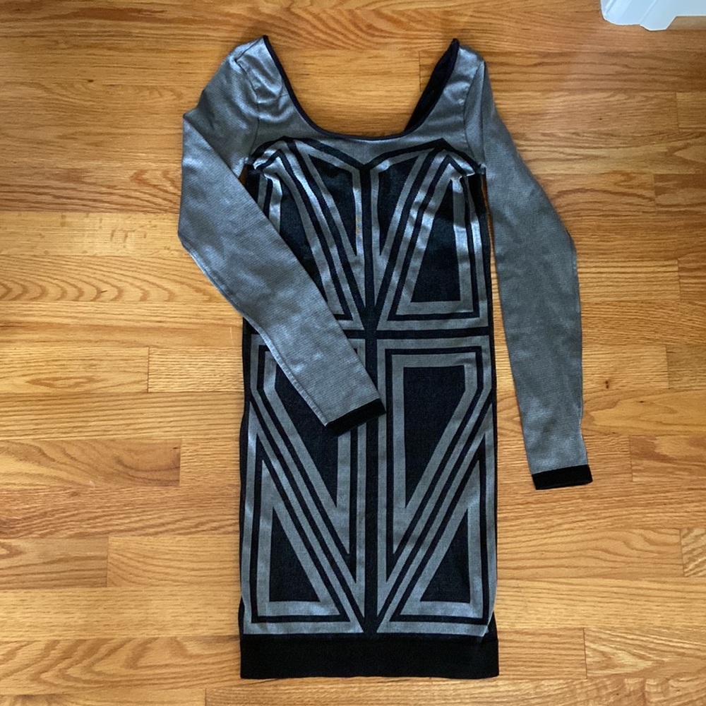 NWT BCBGeneration Black/Silver Bodycon Dress